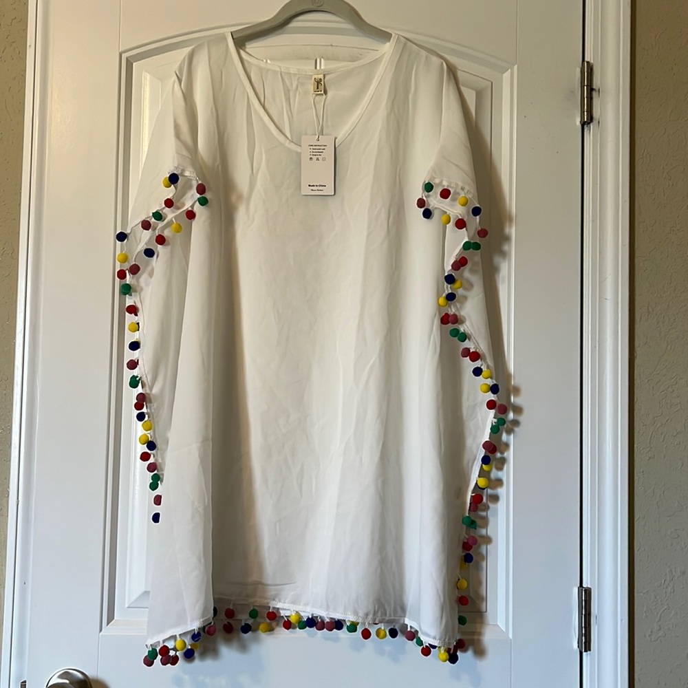 White Pom Pom cover up
